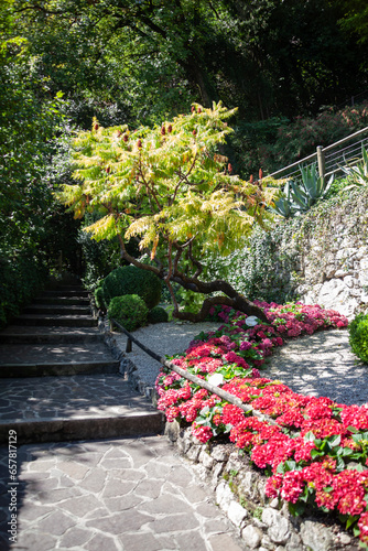Obraz na płótnie View from botanical garden of Varone waterfall, in Riva del Garda, Italy w salonie