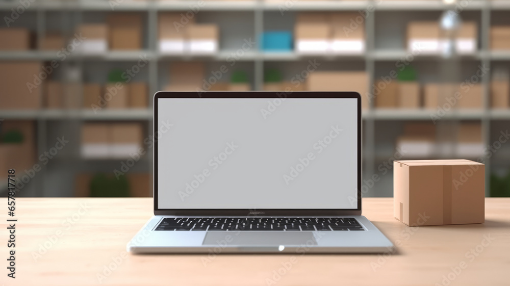 Laptop computer mockup blank white screen on desk. business website concept. Laptop computer mockup blank white screen on desk. business website concept.