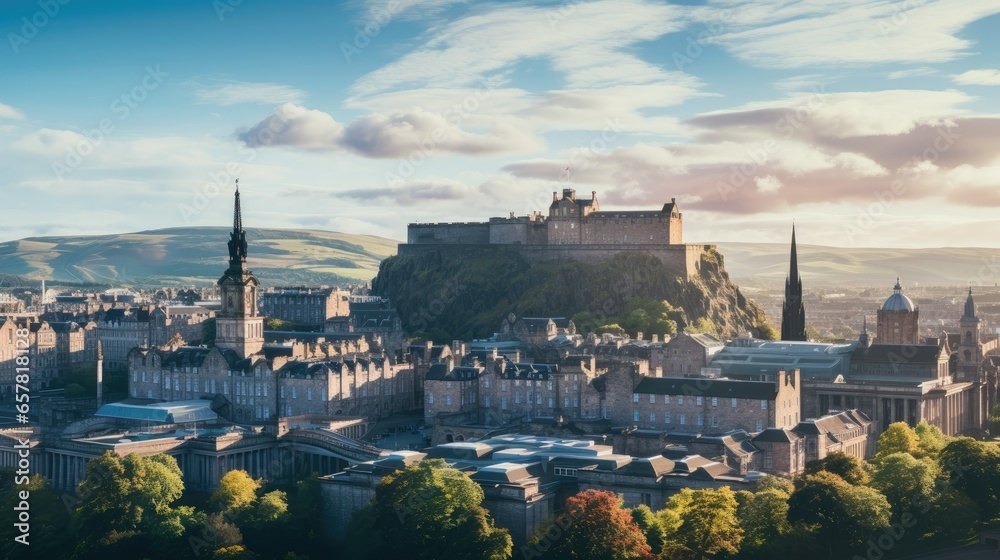 Edinburgh, Scotland: A breathtaking cityscape with historic landmarks, vibrant architecture, and a picturesque skyline. This iconic capital is a must-visit destination for its rich culture, heritage,