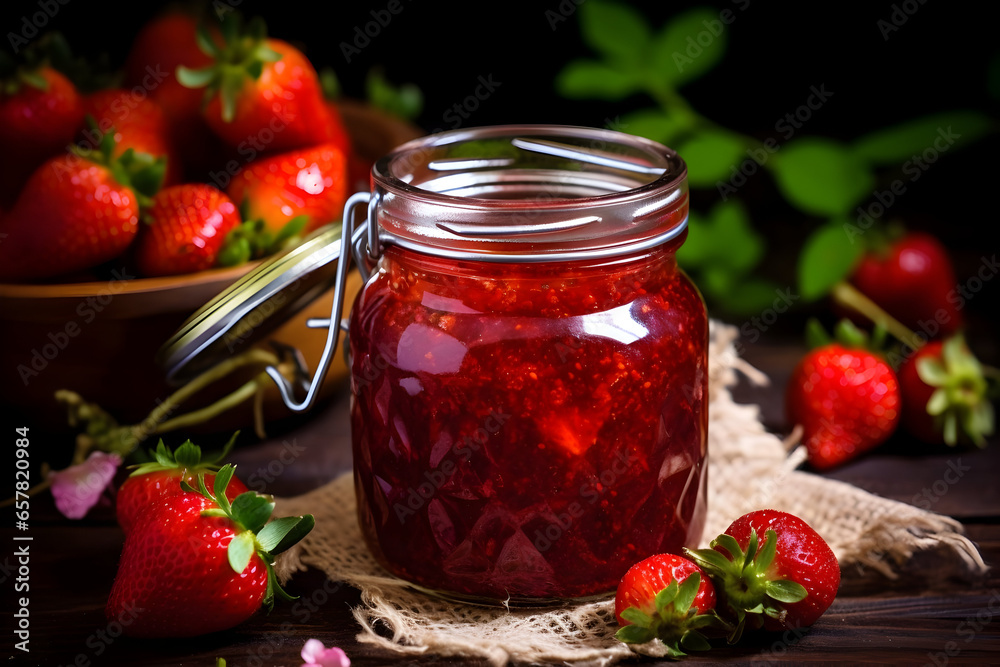 Sweet and Summery Strawberry Jam Preserved in a Jar Sweet and Summery Strawberry Jam Preserved in a Jar