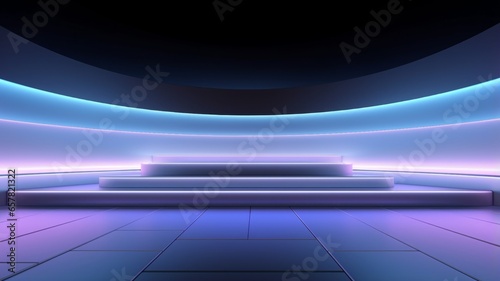 Opal Crystal Texture Decorated Stage. Photorealistic modern Theater stage. Horizontal Background. Ai Generated Minimalistic Screen Wallpaper.