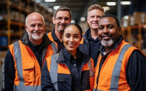 Group of diverse workers in...