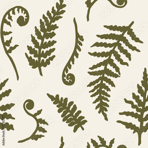Flat vector fern branch seamless pattern