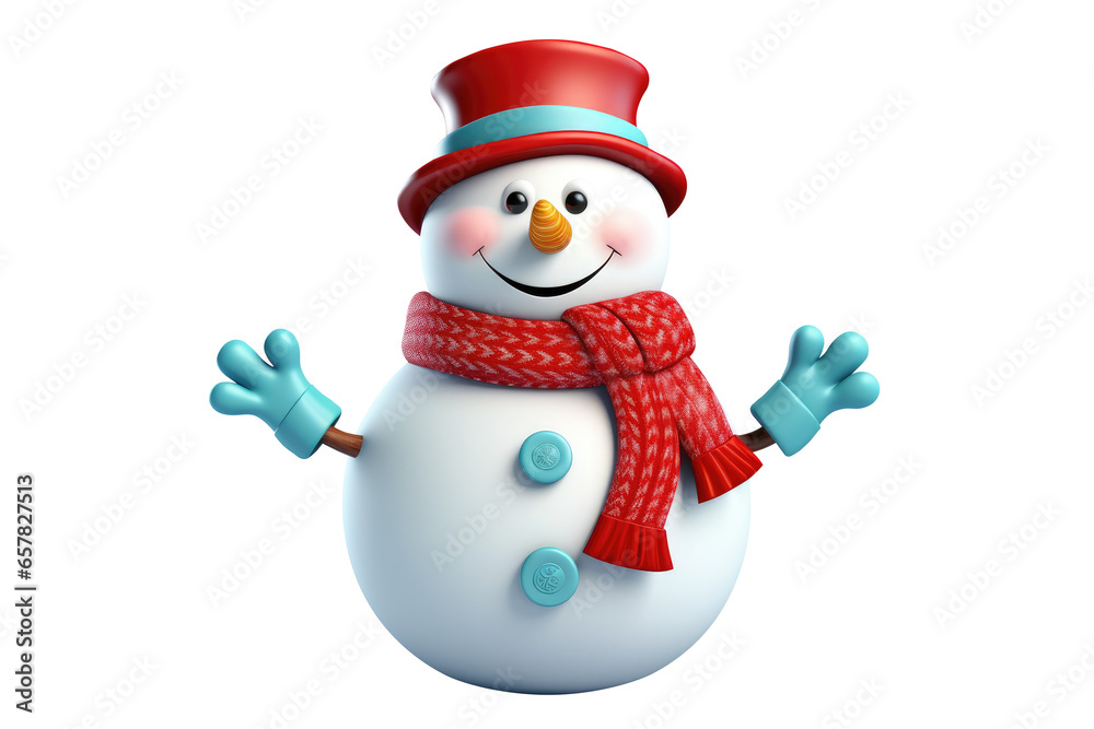 Christmas snowman isolated on white background. Generative AI