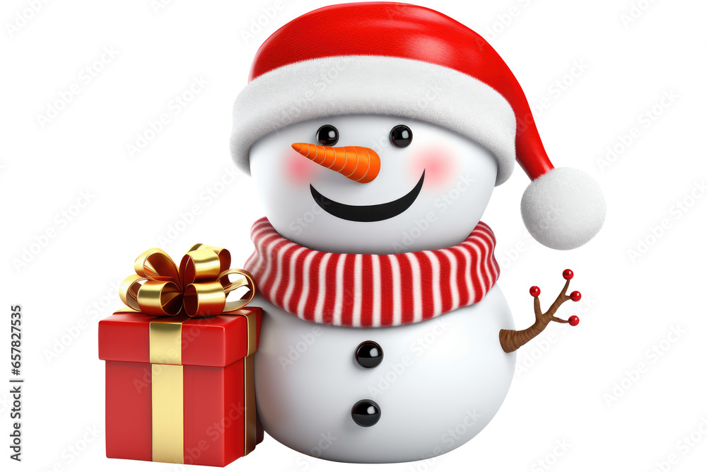 Christmas snowman isolated on white background. Generative AI Christmas snowman isolated on white background. Generative AI