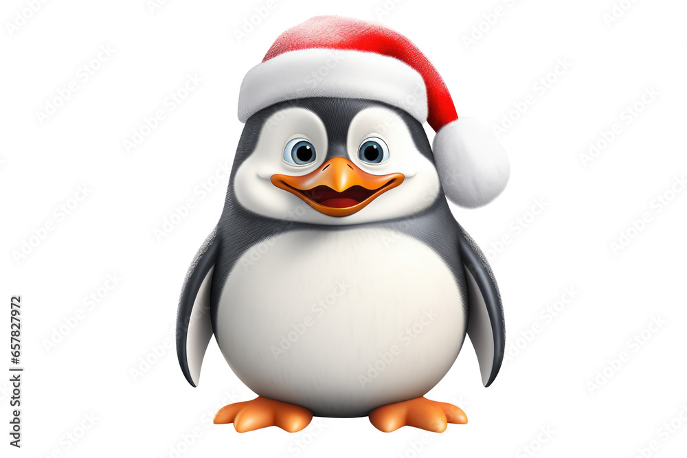 Christmas Cute Little Penguin on a white background. Generative AI Christmas Cute Little Penguin on a white background. Generative AI