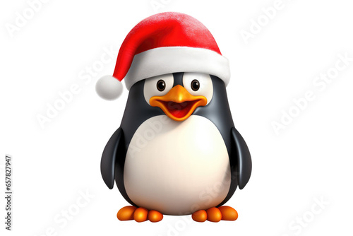 Christmas Cute Little Penguin on a white background. Generative AI © premyuda
