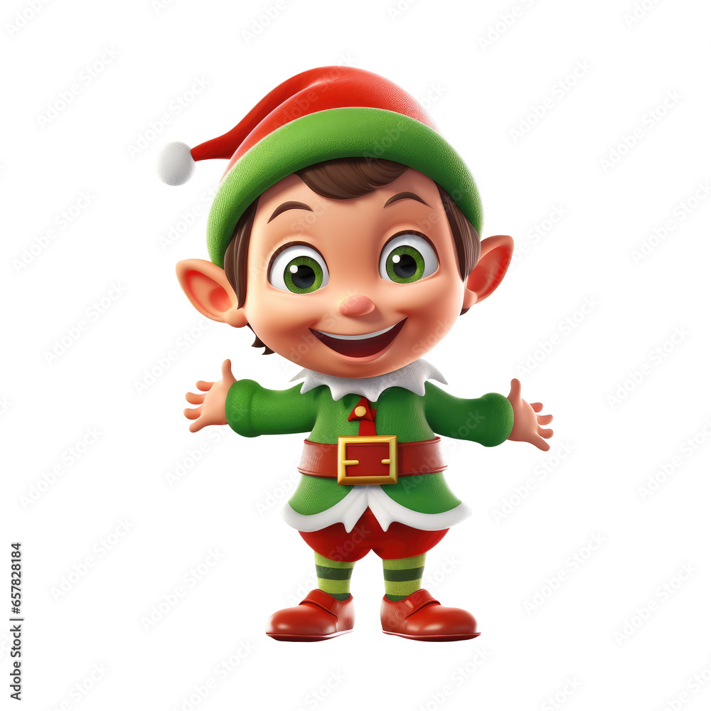 cute little kid boy wearing green elf Christmas costume.. Generative AI cute little kid boy wearing green elf Christmas costume.. Generative AI