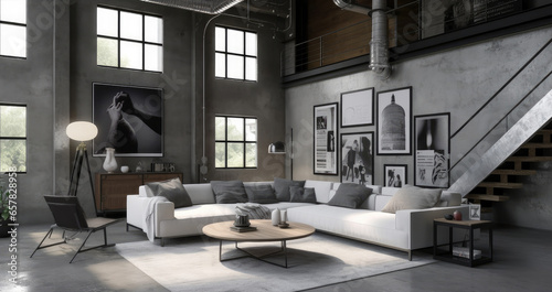 Industrial loft,Living room, © artchvit