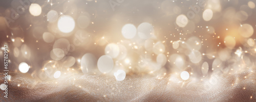 Abstract background of glitter lights, silver and white color