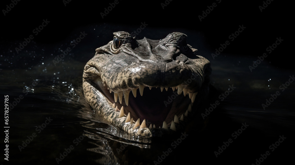 Fototapeta premium freshwater crocodile in a forest environment.