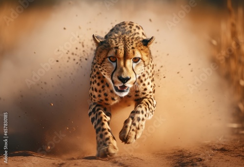 Cheetah sprinting during hunting photo