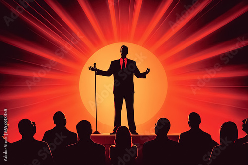 stand-up comedian on stage. Generative Ai