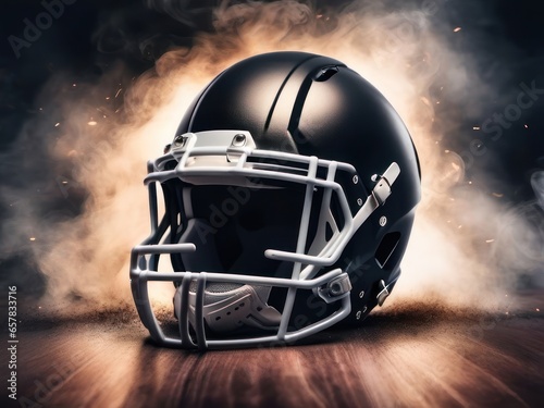 American football helmet with smoke. Generative AI