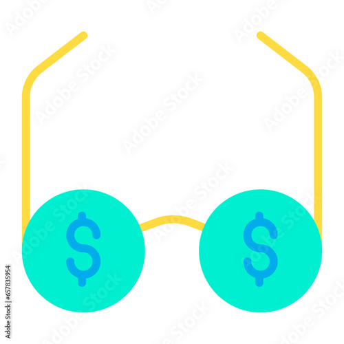 Flat Dollar eyeglass icon