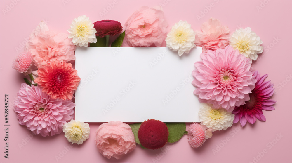Flat lay composition with blank card, AI Generative. Flat lay composition with blank card, AI Generative.
