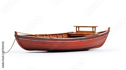  a wooden boat with a rope on the side of it. generative ai
