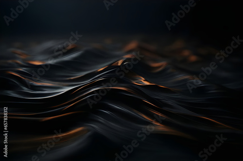 An abstract image with organic, fluid forms in black, reminiscent of celestial bodies merging and colliding in the depths of space. AI Generated.