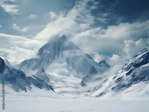 Beautiful mountains in snow, landscape background  © TatjanaMeininger