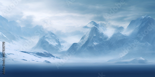 Beautiful mountains in snow, landscape background 
