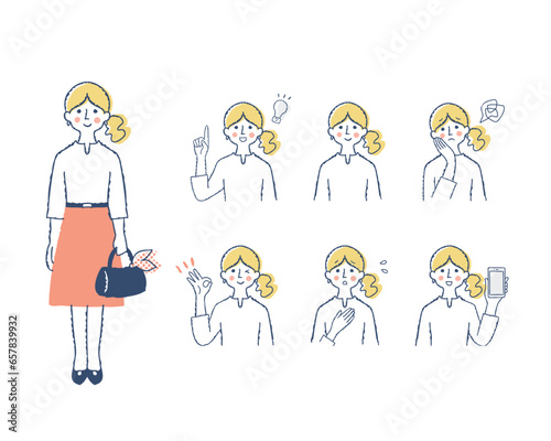 女性の表情　バリエーションセット