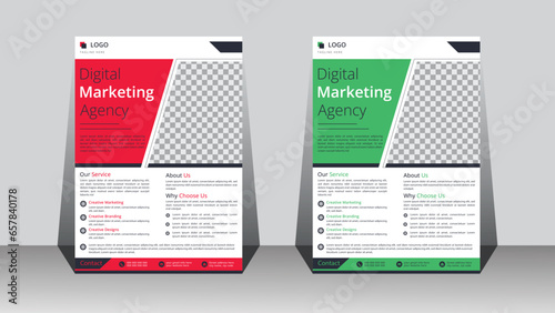 Corporate business A4 flyer template design for a digital marketing company. Annual report geometric proposal poster and brochure cover.