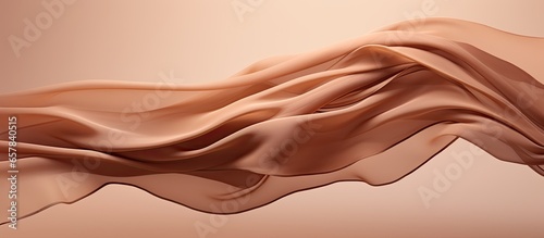 Abstract floating brown textile in air presenting dynamic fabric display background