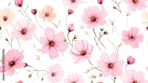  a pink and yellow flower pattern on a white background with pink and yellow flowers. generative ai