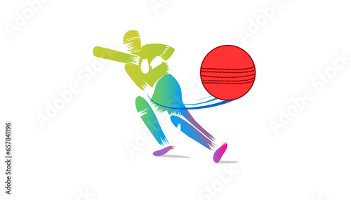 creative sketch cricket player hit ball design vector1 photo