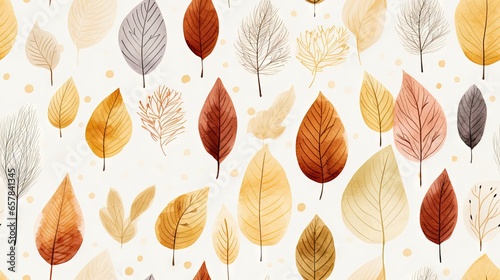  a group of different colored leaves on a white background with dots.  generative ai