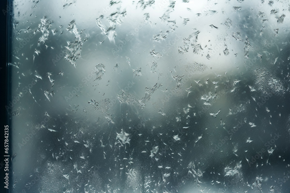 Image of condensation drops on a glass window. Design element, copy space.