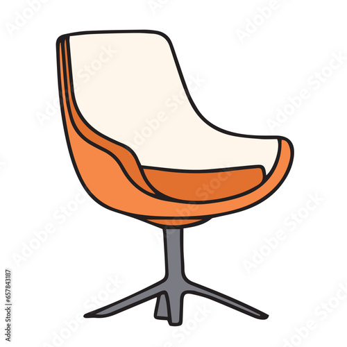 Armchair colored outline. Hand drawn armchair in doodle style. Outline armchair isolated on white background. Vector illustraiton.