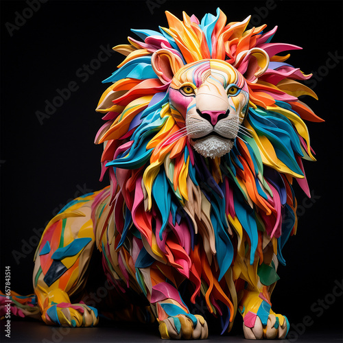 Art Leather Lion AI Generative Artwork 