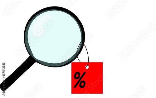 The vector design of a magnifying glass price tag