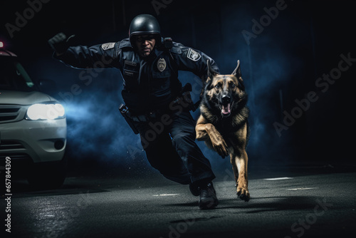 K-9 police dog and its handler in action