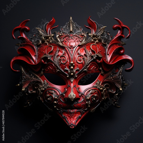 Carnival red masquerade party face mask pictures AI Generated art