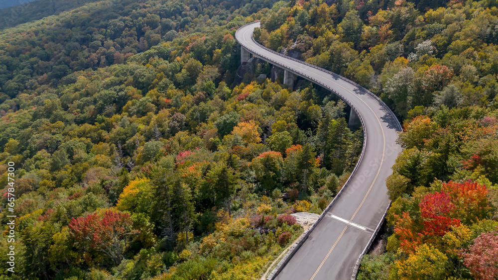 Aerial View Of Linn Cove Viaduct On The Blue Ridge Parkway