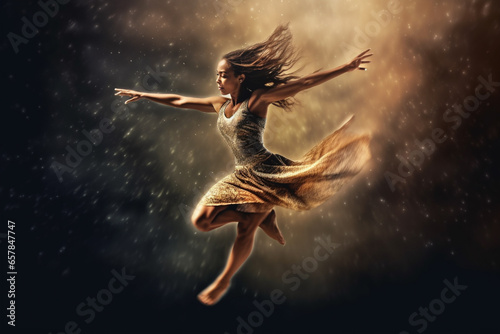 Illustration of jumping young girl