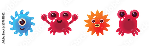 Funny Sea Animals and Underwater Creature Vector Set