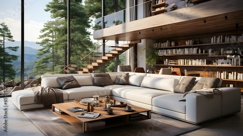 Luxury Home Interior: Comfortable and Cozy Living Room Design. Contemporary luxury in a cozy, comfortable home showcase interior. © mogophoto