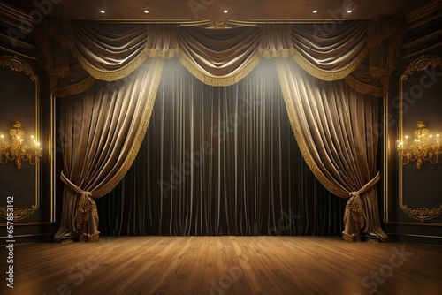Stage with elegant curtains. Generative AI