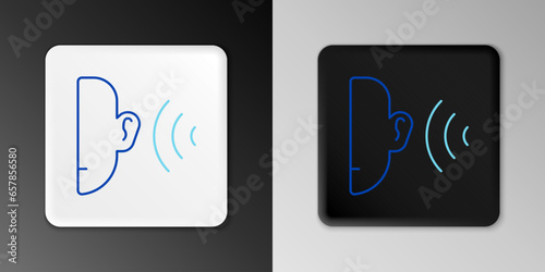 Line Ear listen sound signal icon isolated on grey background. Ear hearing. Colorful outline concept. Vector