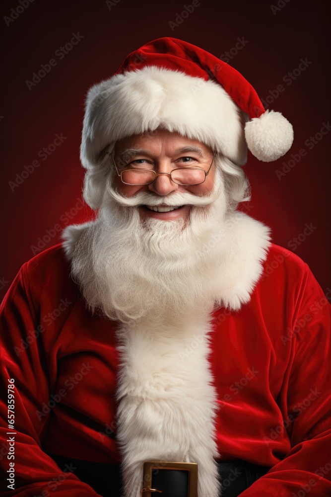 Saint Nick on a bold red background
