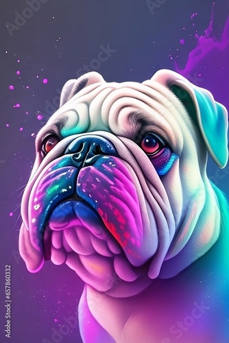 Beautiful and cute bulldog dog illustration