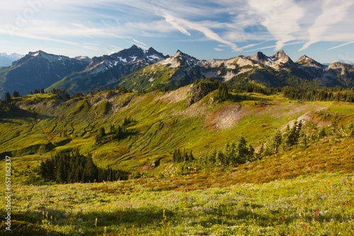 Tatoosh Mountains In Paradise Park In Mt. Rainier National Park; Washington, United States Of America photo