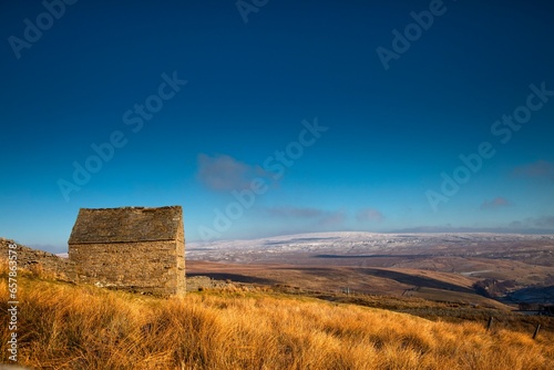 Shed In Field Landscape; Yorkshire Dales, England