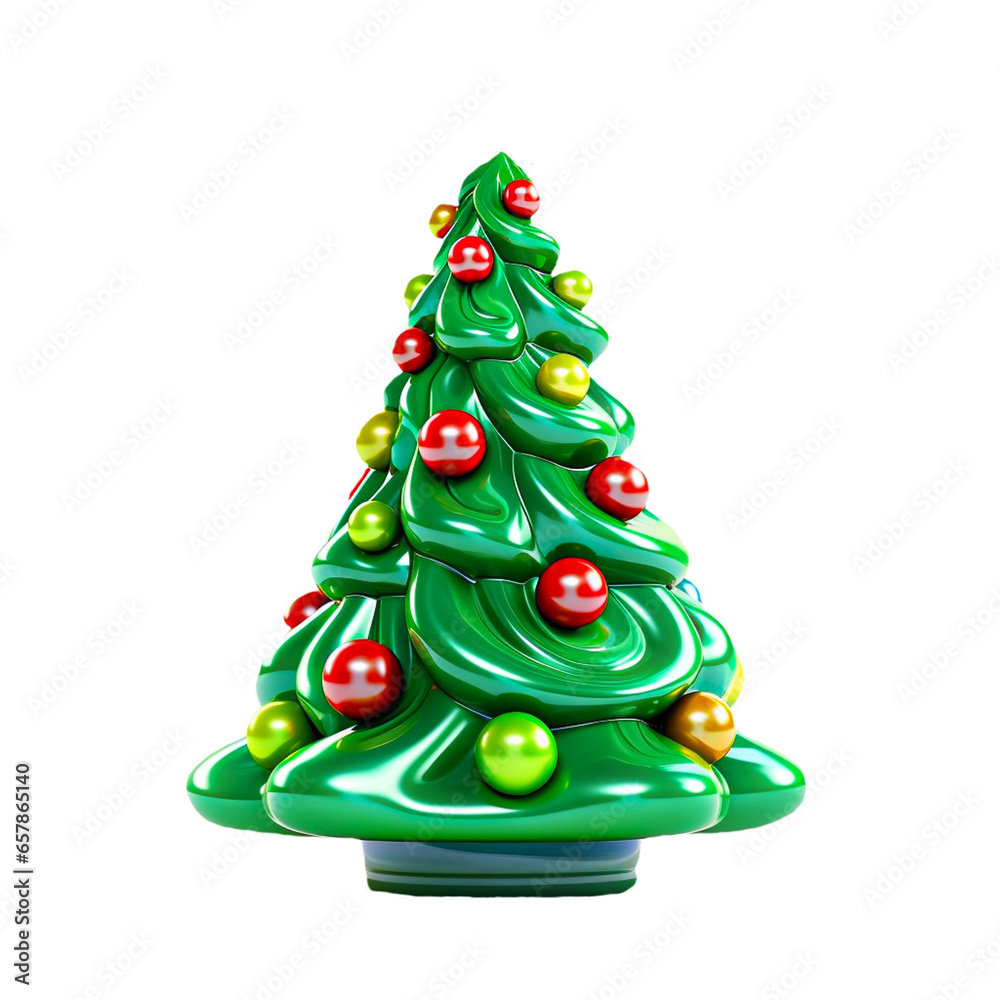 3D character a christmas tree on isolated transparent background png. generated with AI 3D character a christmas tree on isolated transparent background png. generated with AI