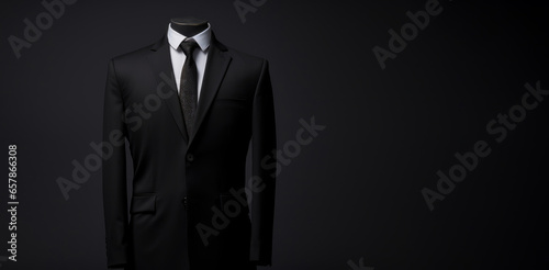 black suit  unfirom for business man ,on black gradient background,with copy space 