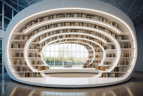 modern bookshelf in public library