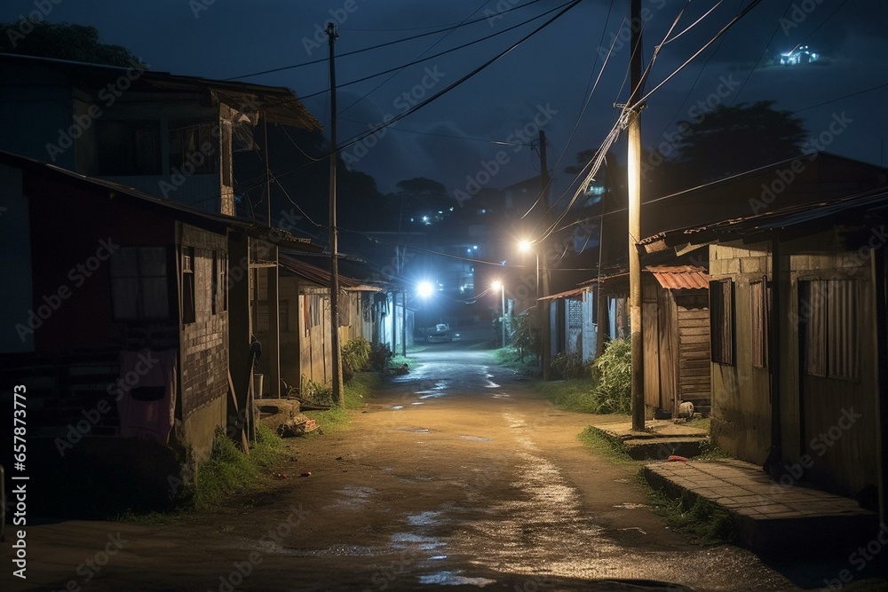 Nighttime scene in central South America. Generative AI